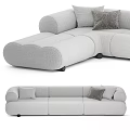 Modern Gray Fabric Sectional Sofa With Curved Arms And Accent Pillows