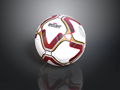 High Quality Derbystar Football With White Red Gold Design And Reflective Surface Pattern 3d model
