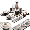 Minimalist Decorative Ornament Set With Ceramic Bowls Marble Trays Glass Cups And Metal Containers