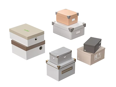 Practical Stackable Storage Boxes In Various Colors For Home Living Organization 3d model