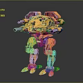 Yellow Mecha Robot In Standing Pose With Mechanical Structure And Armored Cannons 3d model