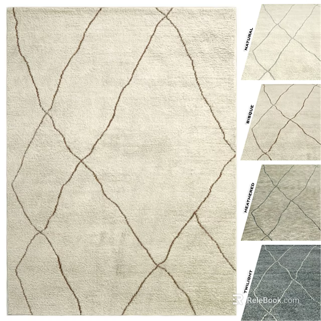 Square Rug With Interlaced Diamond Lines In Multiple Neutral Tones For Living Room 3d model 