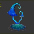 Blue Mushroom Shaped Decorative Ornament Set With Two Sizes And Frosted Base