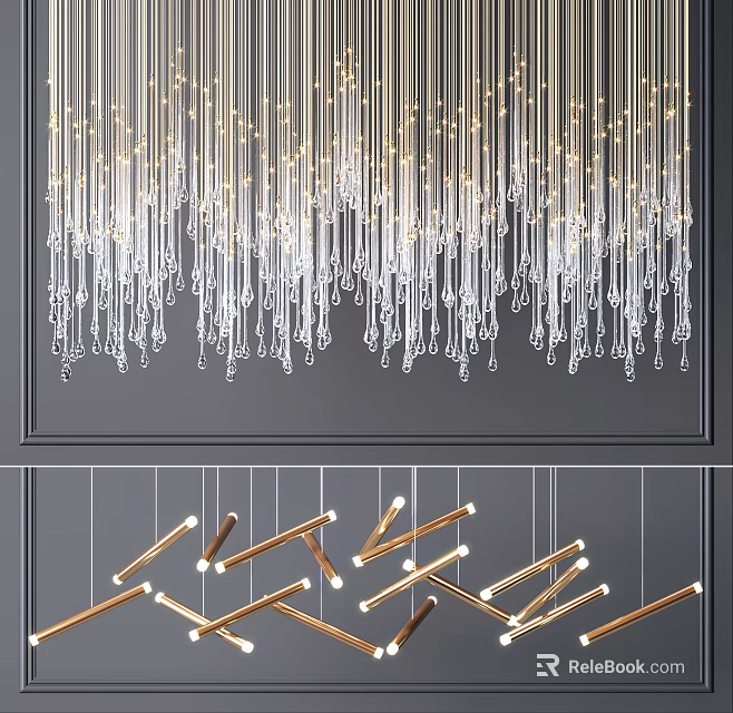 Modern Crystal Chandelier With Hanging Glass Elements And Gold Accents For Interior Decor 3d model 