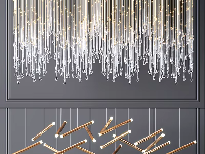 Modern Crystal Chandelier With Hanging Glass Elements And Gold Accents For Interior Decor 3d model