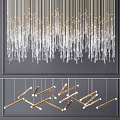 Modern Crystal Chandelier With Hanging Glass Elements And Gold Accents For Interior Decor