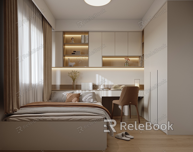 Modern Tatami Bedroom Study model