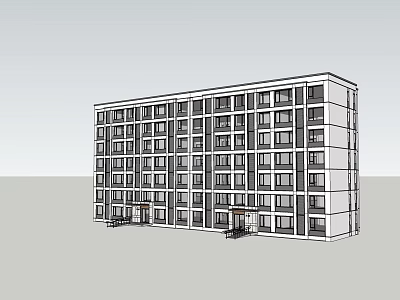 Modern Apartment Building With Multiple Floors Regular Windows And Main Entrance 3d model