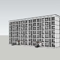 Modern Apartment Building With Multiple Floors Regular Windows And Main Entrance