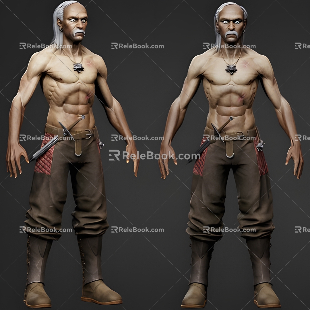 Realistic Wizard Realistic Man Male Old Man Weapon Knife Game Movie Wizard model