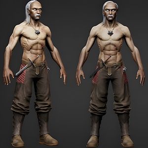 Realistic Wizard Realistic Man Male Old Man Weapon Knife Game Movie Wizard 3d model