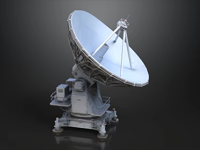Large Metallic Satellite Dish Antenna With Sturdy Base And Support Structure 3d model