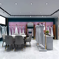 ESMODEN Clothing Store Fashionable Window Display With Mannequins And Hanging Clothes