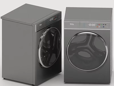 TCL Two Modern Gray Front Loading Washing Machines For Home Appliances 3d model