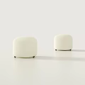 Two White Plush Round Stools With Black Legs In Modern Simple Design 3d model