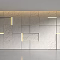 Modern Textured Background Wall Design With Geometric Stone Panels And Recessed Lighting