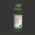 Medical Device Brown Glass Vial With Green Cap And Instruction Label