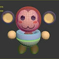 Cute Red Cartoon Monkey Toy With Big Ears Pink Cheeks And Bib Design