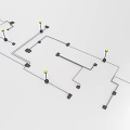 Technical Wiring Layout Design With Connection Nodes Path Lines And Indicator Lights