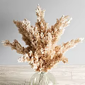 Garden Decor Accents Dried Pampas Grass Bouquet In Clear Glass Vase With Natural Arrangement