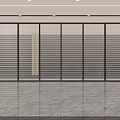 Modern Interior Partition With Black Frame Blinds Design And Marble Floor Plants 3d model