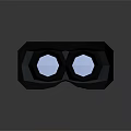 Black Computer VR Headset With Polygonal Design And Illuminated Blue Lenses 3d model
