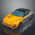 Yellow Worn Sports Car With Black Roof And SUPPERCE NITROMAX Decals