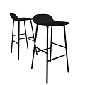 Sleek Modern Black Bar Stools with Sturdy Metal Frame and Ergonomic Curved Design