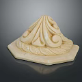 Intricate Plant Carving With Curled Leaves On Hexagonal Stone Base