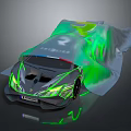 Lamborghini Sports Car With Green Translucent Cover And Glowing Accent Lines