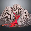 Volcanic Terrain With Flowing Lava And Rugged Gray Mountain Surface Texture 3d model