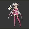 Game Movie Magical Girl Character In Pink Outfit With Blonde Hair Magical Wand And Wings