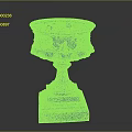 Silver Carved Decorative Vessel With Intricate Patterns And Pedestal Base