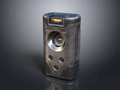 Portable Black Device Housing With Camera Lens Buttons Holes And Indicator Light 3d model