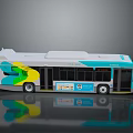 Modern Shenzhen Bus With Colorful White Blue Green Yellow Exterior And Windows
