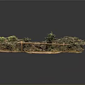 Realistic Miniature Scenic Model With Rocky Terrain Green Vegetation And Wooden Rail