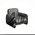Modern Single Sofa With Black And White Wavy Pattern Artistic Design