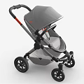 Gray Baby Stroller With Canopy Black Frame And Modern Design Features 3d model