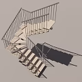 Modern Spiral Staircase Structure Featuring Metal Railings And Dark Steps 3d model