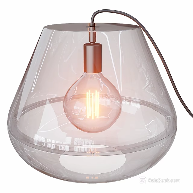 Transparent Glass Ceiling Light With Modern LED Bulb And Warm Glow Contemporary Design 3d model 