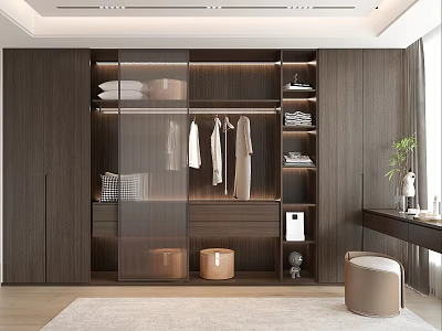 Wardrobe Glass Wardrobe Flat Door Wardrobe Decorative Cabinet Storage Cabinet Dressing Table Mirror 3d model