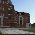 Detached Villa with Red Brick Exterior Multi Story Design and Landscaped Garden Lawn Trees