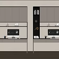 Modern Home Office Desk With Bookshelf Storage Cabinets And Computer Monitor