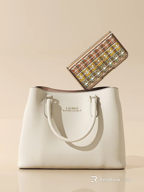 Stylish White Handbag And Jewelry Box With Colorful Lipsticks And Cosmetics 3d model 
