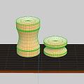 Beige Textured Decorative Lamps in Different Heights on Black Tabletop