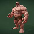 Muscular Man 3D Model with Well Built Physique Standing on Green Background 3d model