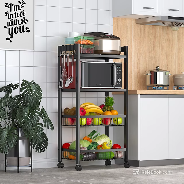 Modern Bathroom Cabinet Rack With Multi Layer Metal Storage Shelf And Elegant Design 3d model