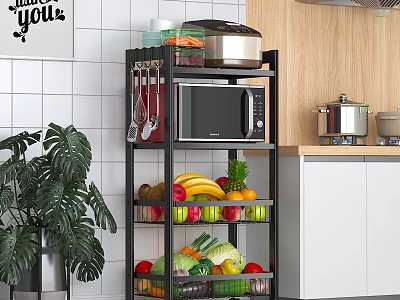Modern Bathroom Cabinet Rack With Multi Layer Metal Storage Shelf And Elegant Design 3d model