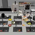 Practical Kitchen Sink Designs With Fresh Vegetables And Fruit In Modern Kitchen 3d model