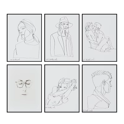 Modern figure painting fashion hanging picture combination 3d model